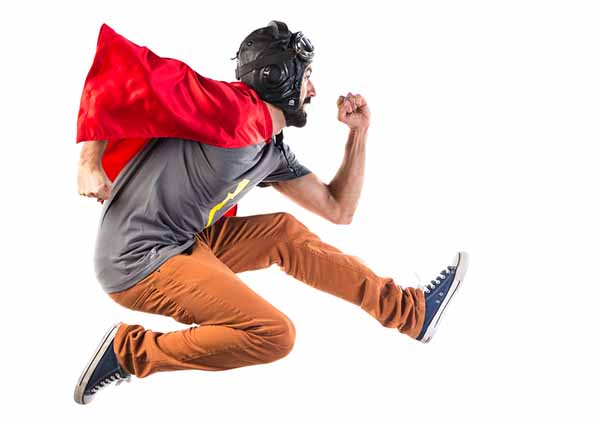 Man running with a funny costume.